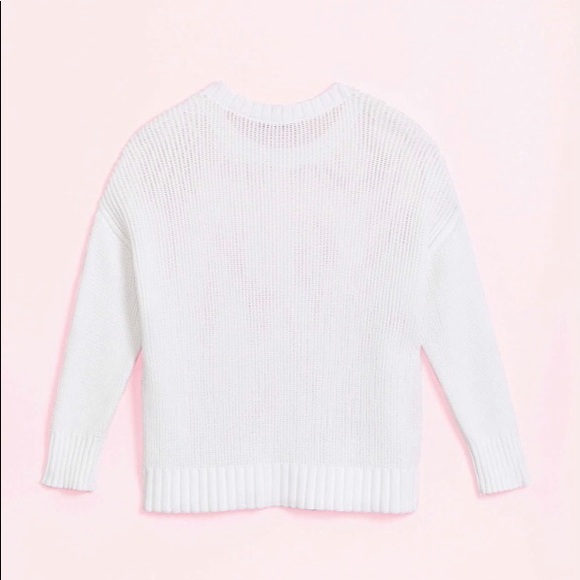 Loft Soft Knit Elliptical Hem White Sweater M - Picture 2 of 10